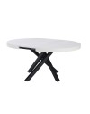 Tavolo rotondo allungabile Raven con piano bianco opaco e gambe shangai nero 120x120x75H