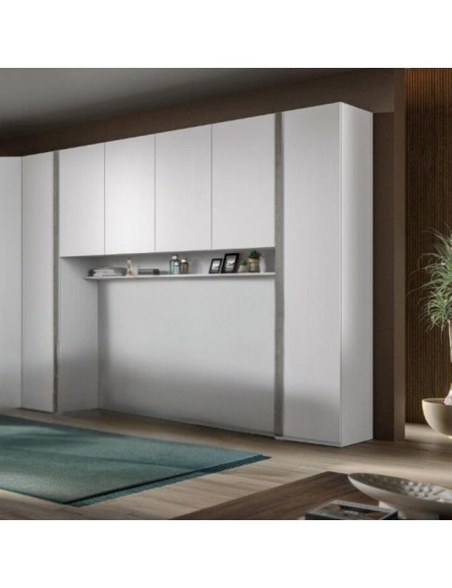 Armadio a ponte bianco frassino Ettore 288x55x236H