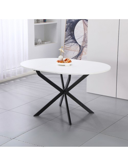 Tavolo rotondo allungabile Rut bianco 100x100x77H – Design moderno e praticità quotidiana