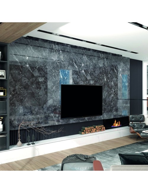 Pannello decorativo effetto marmo nero lucido 122x300 PANGH35 – Design per ogni spazio
