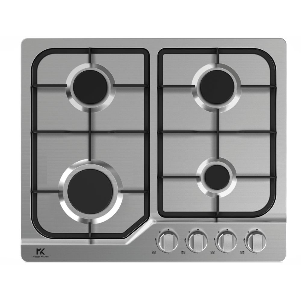 Piano cottura 4 fuochi acciaio inox Master Kitchen MKHG 6401F E XS con griglie in ferro smaltate