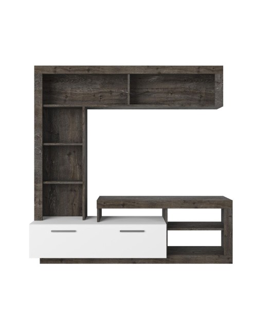 Parete attrezzata Leo 171x42x171 colore dark coffe bianco