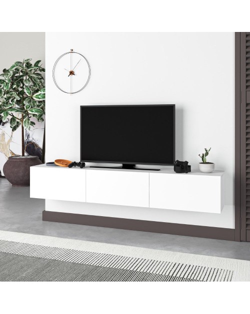 Mobile porta Tv sospeso 3 ante a ribalta Francy colore bianco 180x30x30H