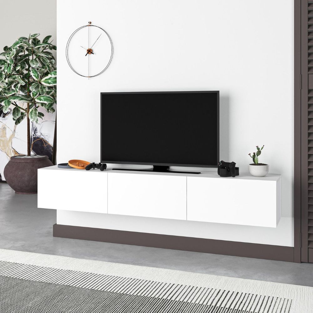 Mobile porta Tv sospeso 3 ante a ribalta Francy colore bianco 180x30x30H