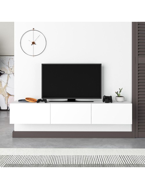 Mobile porta Tv sospeso 3 ante a ribalta Francy colore bianco 180x30x30H