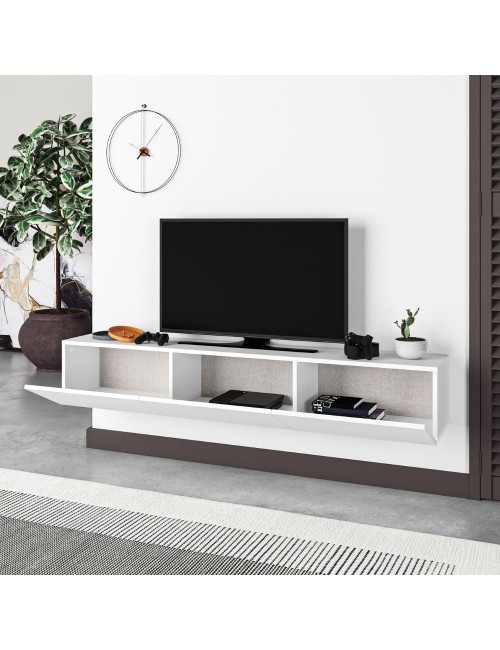 Mobile porta Tv sospeso 3 ante a ribalta Francy colore bianco 180x30x30H