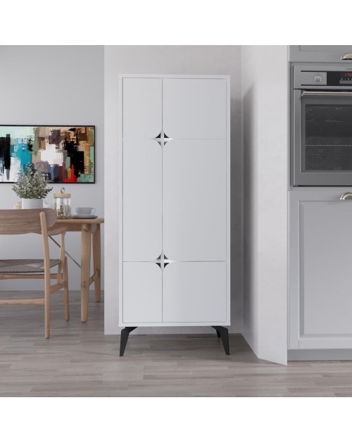 Armadio mobile multiuso Spark con 4 ante bianco 60x35.6x151H – Stile e organizzazione