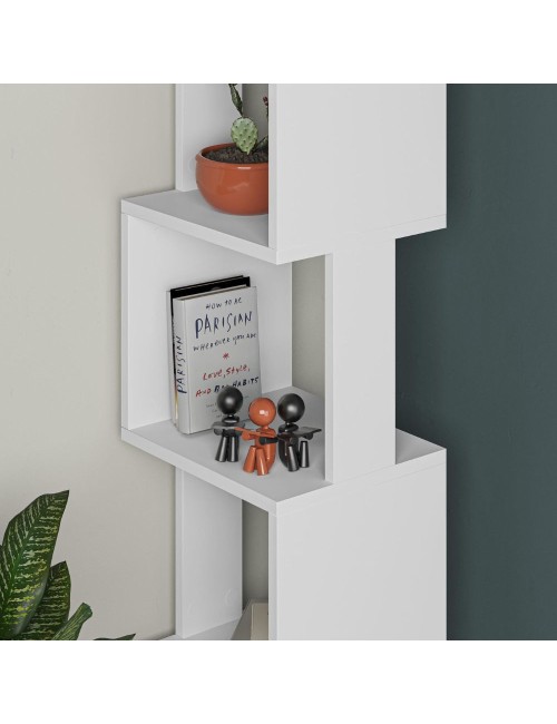 Libreria a cubo Piri bianca con 5 Ripiani 35x30x161H – Design geometrico e funzionalità