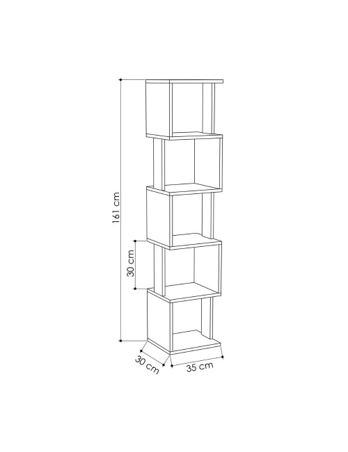 Libreria a cubo Piri bianca con 5 Ripiani 35x30x161H – Design geometrico e funzionalità