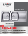 Lavello incasso acciaio inox 116x50 cm doppia vasca e gocciolatoio destro SA138