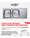 Lavello incasso acciaio inox 116x50 cm doppia vasca e gocciolatoio destro SA138