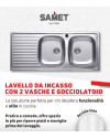 Lavello incasso acciaio inox 116x50 cm doppia vasca e gocciolatoio sinistro SA138