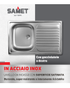 Lavello incasso cucina acciaio 79x50 cm una vasca e gocciolatoio destro Classic 273DX