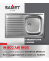 Lavello incasso cucina acciaio 79x50 cm una vasca e gocciolatoio sinistro Classic 273SX