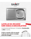 Lavello incasso cucina acciaio 79x50 cm una vasca e gocciolatoio sinistro Classic 273SX