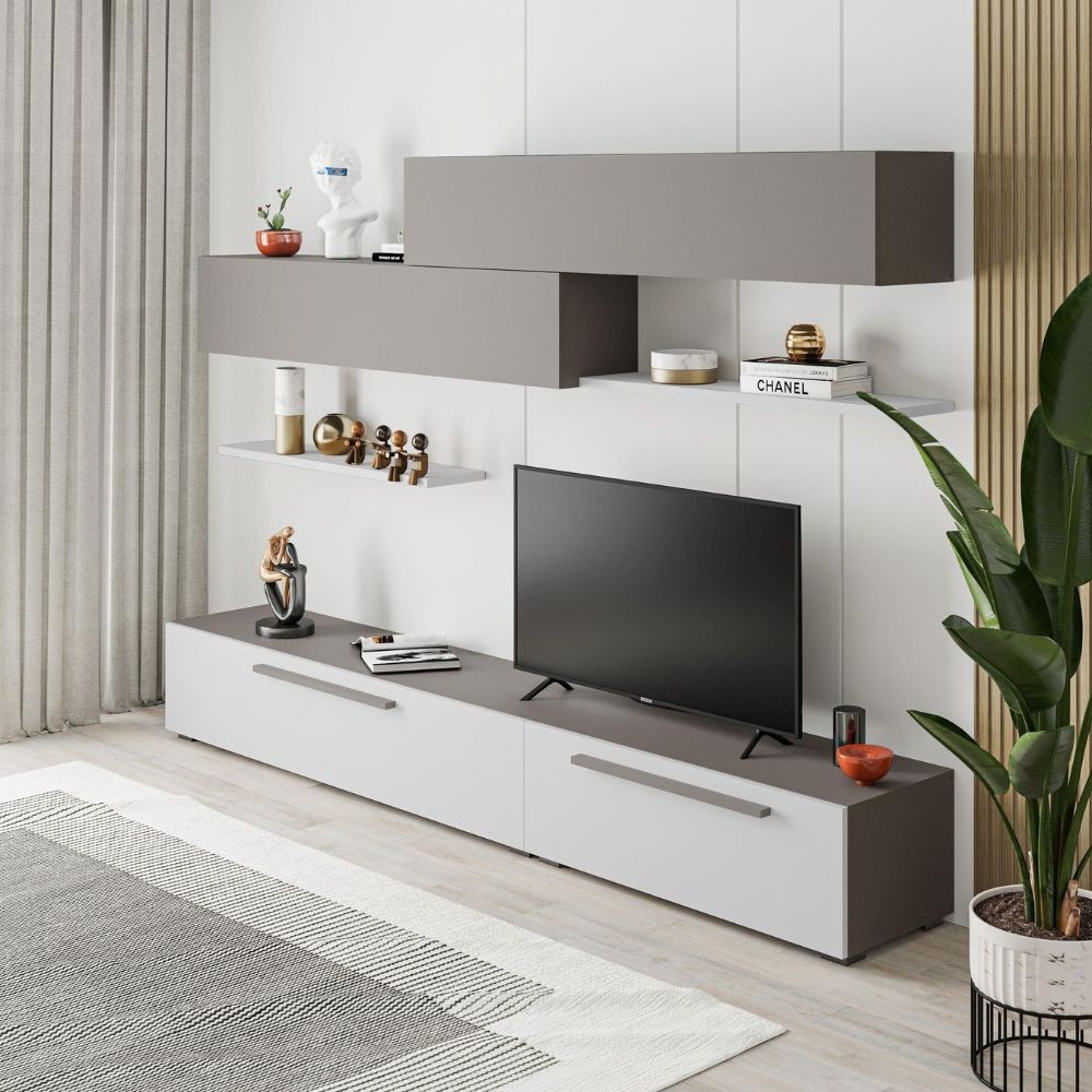 Parete attrezzata Kombat 260 colore bianco e light mocha