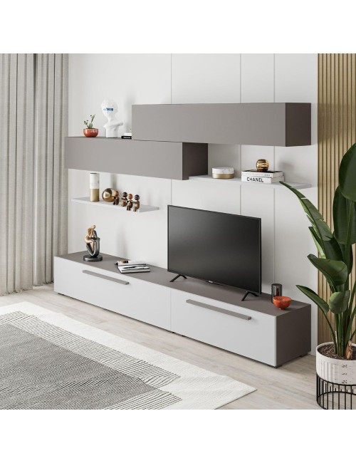 Parete attrezzata Kombat 260 colore bianco e light mocha
