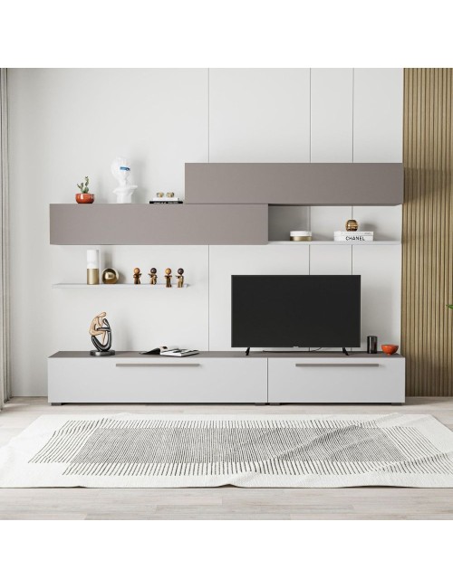Parete attrezzata Kombat 260 colore bianco e light mocha