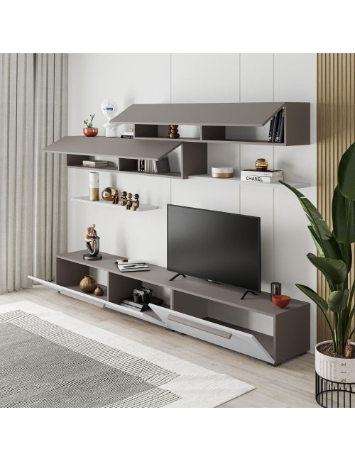 Parete attrezzata Kombat 260 colore bianco e light mocha