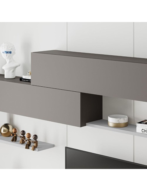 Parete attrezzata Kombat 260 colore bianco e light mocha