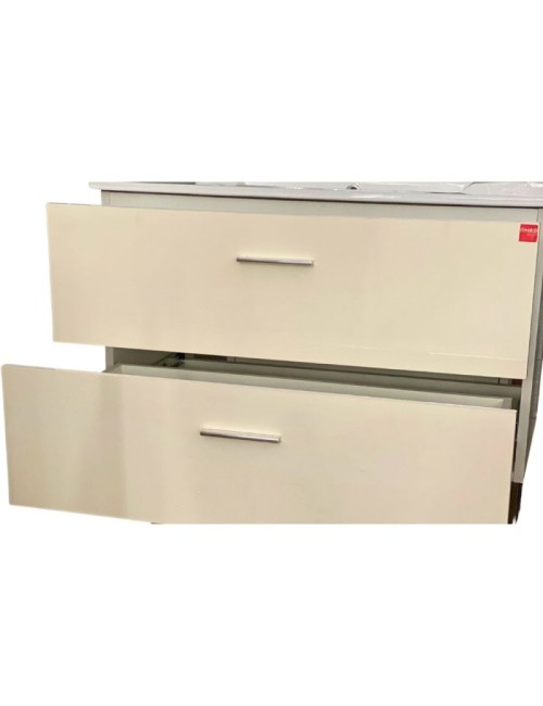 Mobile bagno sospeso Lario bianco lucido con lavabo e specchio 80x46x48H
