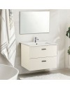 Mobile bagno sospeso Lario bianco lucido con lavabo e specchio 80x46x48H