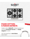 Piano Cottura gas 5 fuochi 70 cm vetro bianco Samet Dafne70