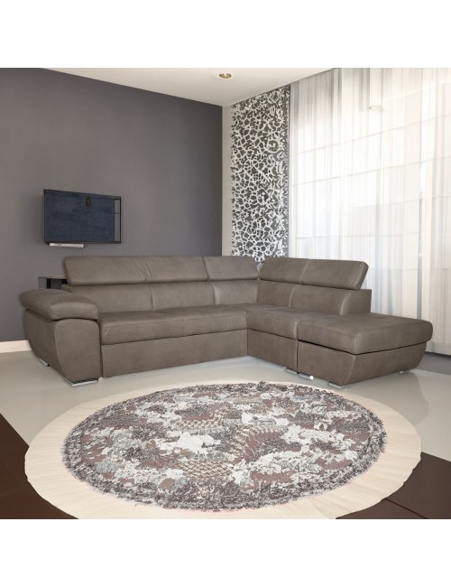Divano angolare Fiona con penisola destra tessuto grigio elephant 260x200x76H