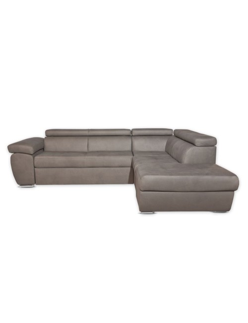 Divano angolare Fiona con penisola destra tessuto grigio elephant 260x200x76H
