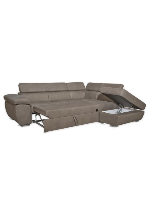 Divano angolare Fiona con penisola destra tessuto grigio elephant 260x200x76H