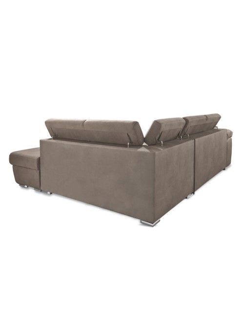 Divano angolare Fiona con penisola destra tessuto grigio elephant 260x200x76H