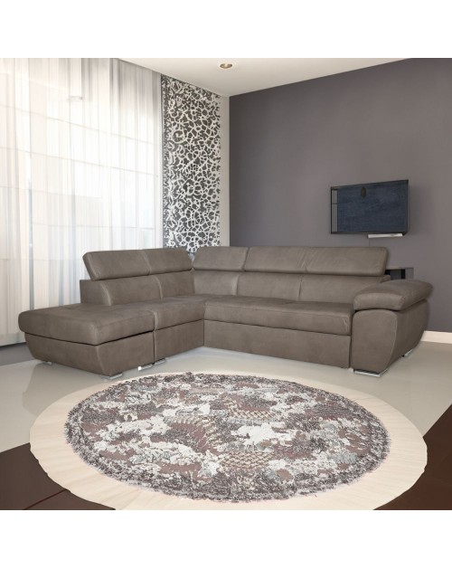 Divano angolare Fiona con penisola sinistra tessuto grigio elephant 260x200x76H