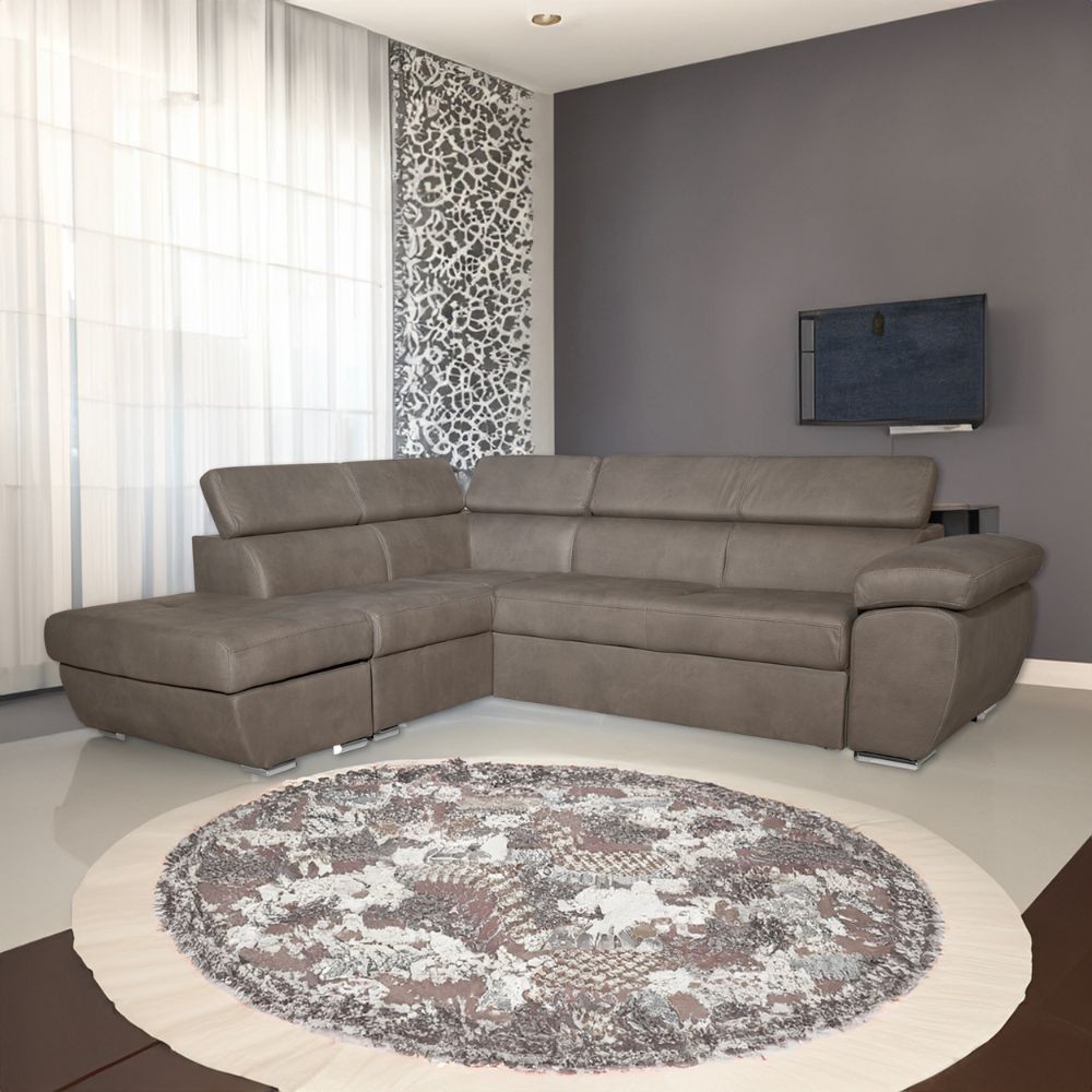 Divano angolare Fiona con penisola sinistra tessuto grigio elephant 260x200x76H