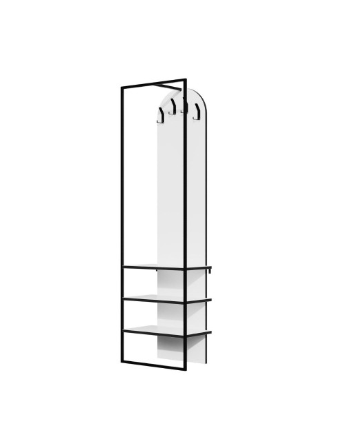 Mobile ingresso bianco Archy con appendiabiti e scarpiera 53x31.7x180H – Stile industriale e organizzazione