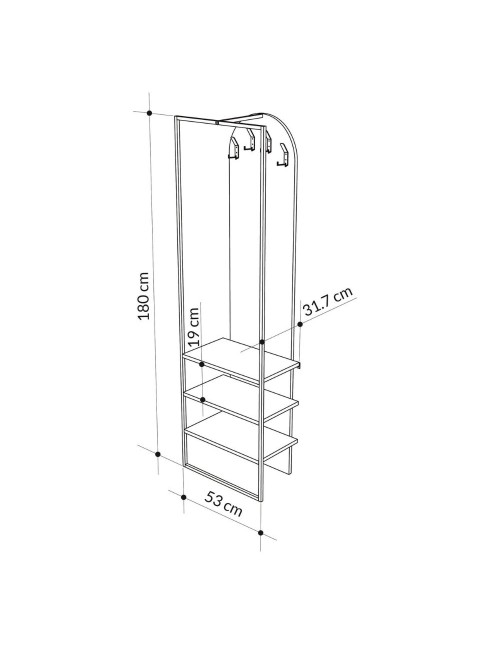 Mobile ingresso bianco Archy con appendiabiti e scarpiera 53x31.7x180H – Stile industriale e organizzazione
