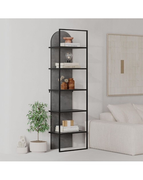 Libreria Archy 5 ripiani colore retro grey 53x31.7x180H – Eleganza industriale e spazio funzionale