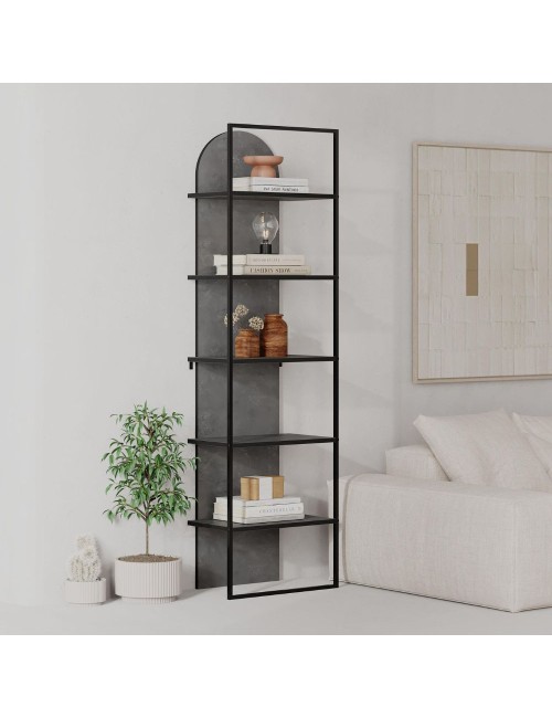 Libreria Archy 5 ripiani colore retro grey 53x31.7x180H – Eleganza industriale e spazio funzionale