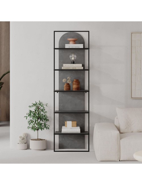 Libreria Archy 5 ripiani colore retro grey 53x31.7x180H – Eleganza industriale e spazio funzionale