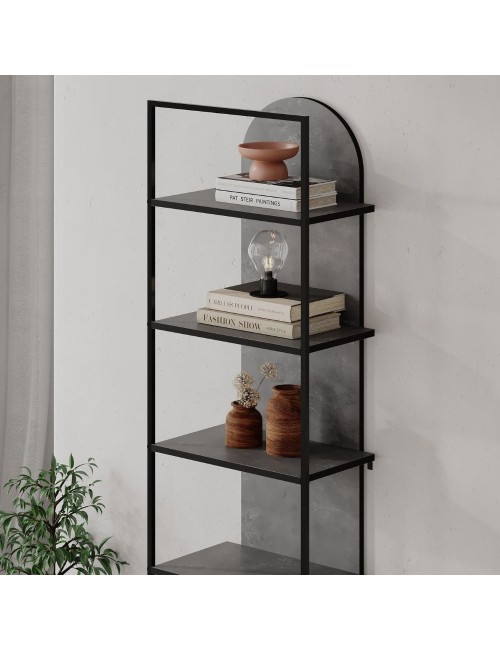 Libreria Archy 5 ripiani colore retro grey 53x31.7x180H – Eleganza industriale e spazio funzionale