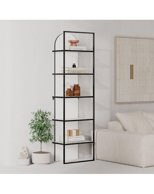 Libreria Archy 5 ripiani colore bianco 53x31.7x180H – Eleganza industriale e spazio funzionale