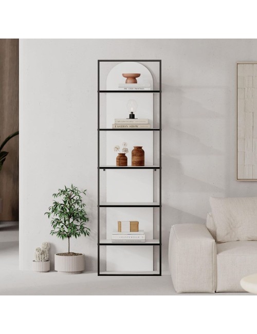 Libreria Archy 5 ripiani colore bianco 53x31.7x180H – Eleganza industriale e spazio funzionale