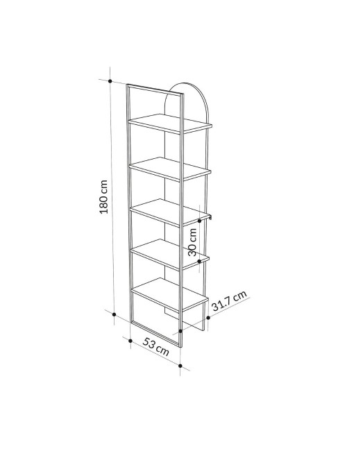 Libreria Archy 5 ripiani colore bianco 53x31.7x180H – Eleganza industriale e spazio funzionale