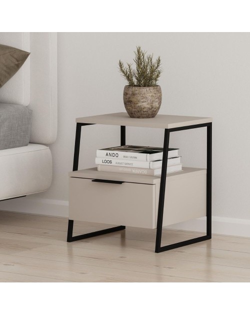 Comodino sabbia Pal 45x41x50 cm – Stile Moderno e Funzionalità in un Design Raffinato