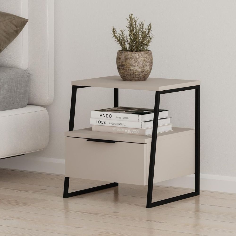Comodino sabbia Pal 45x41x50 cm – Stile Moderno e Funzionalità in un Design Raffinato