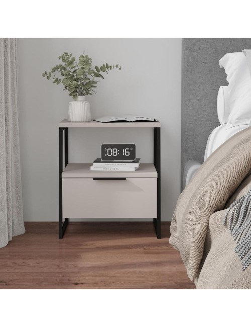 Comodino sabbia Pal 45x41x50 cm – Stile Moderno e Funzionalità in un Design Raffinato