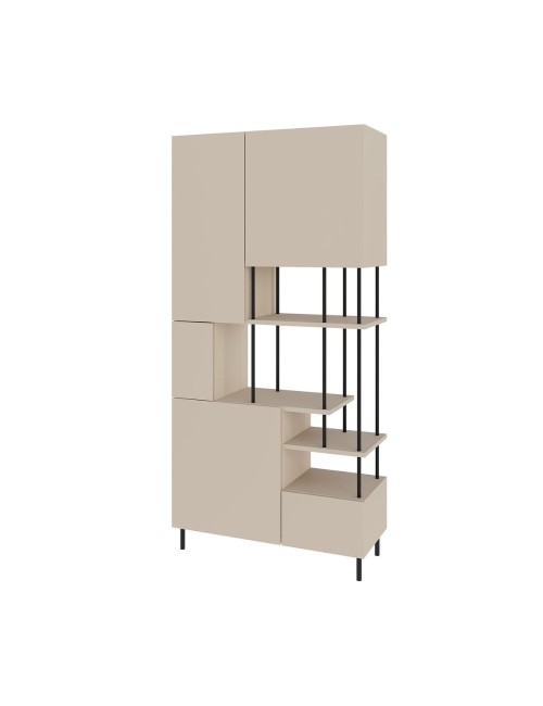 Libreria Key con 5 ante e ripiani colore cashmere 84x34x175H – Ordine e Stile