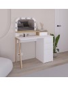 Toeletta da trucco Avien bianco e rovere con specchio e luci LED 105x51.5x131H