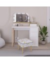 Toeletta da trucco Avien bianco e rovere con specchio e luci LED 105x51.5x131H