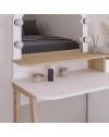 Toeletta da trucco Avien bianco e rovere con specchio e luci LED 105x51.5x131H