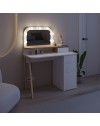 Toeletta da trucco Avien bianco e rovere con specchio e luci LED 105x51.5x131H